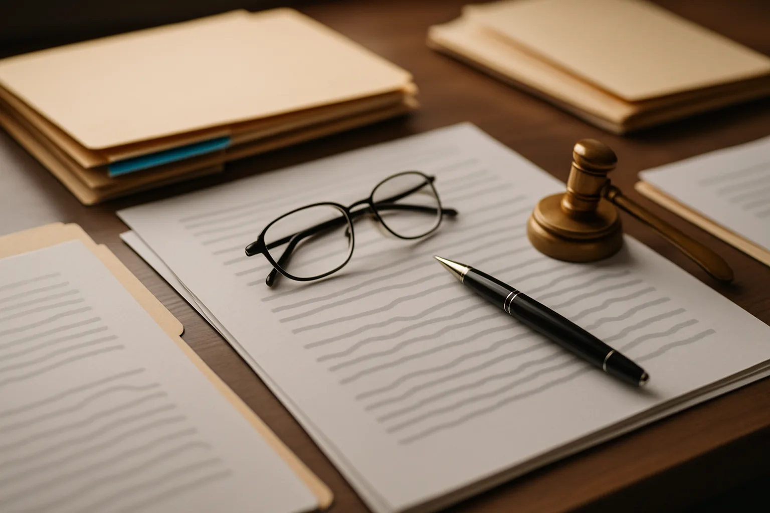 מסמכים להליך חדלות פירעון מסמכים משפטיים והצהרות נדרשים להליך חדלות פירעון - תיקיות ומעטפות על שולחן עבודה